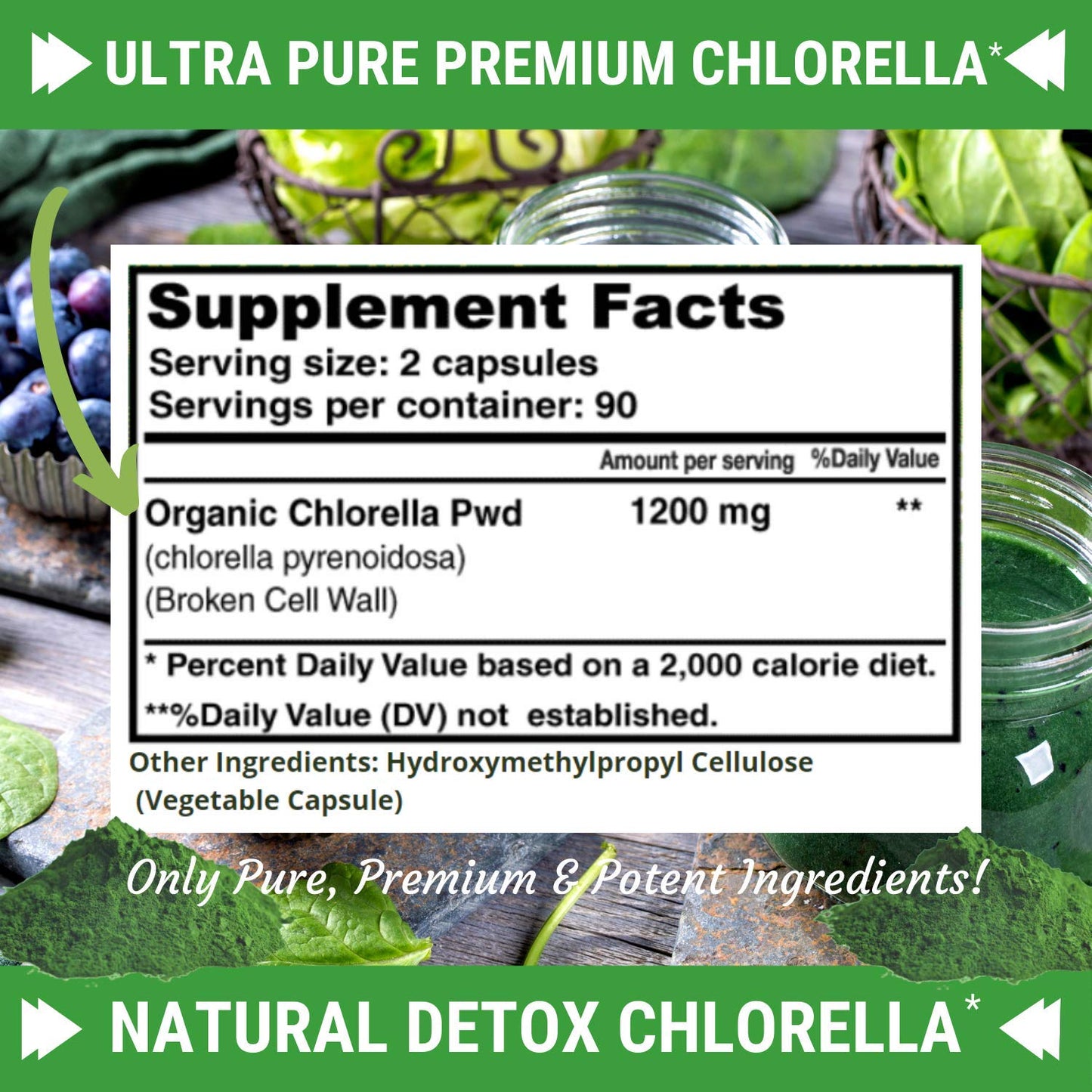 FRESH HEALTHCARE Premium Chlorella Supplement – 1200mg Vegan Capsules