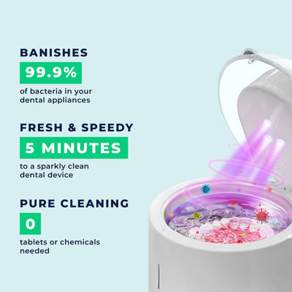 Fresh Knight Ultrasonic Retainer Cleaner – 45kHz Dental Cleaning Pod (200ml) for Dentures, Mouth Guards & Night Guards