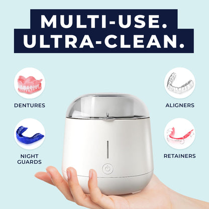 Fresh Knight Ultrasonic Retainer Cleaner – 45kHz Dental Cleaning Pod (200ml) for Dentures, Mouth Guards & Night Guards