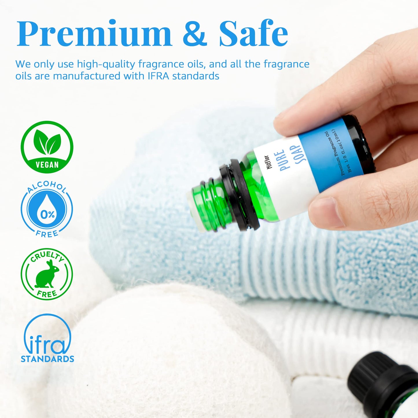 MitFlor Fragrance Oil Set – 6x10ml for Diffusers, Candles & Soaps (Fresh Linen, Fresh Laundry, Pure Soap)