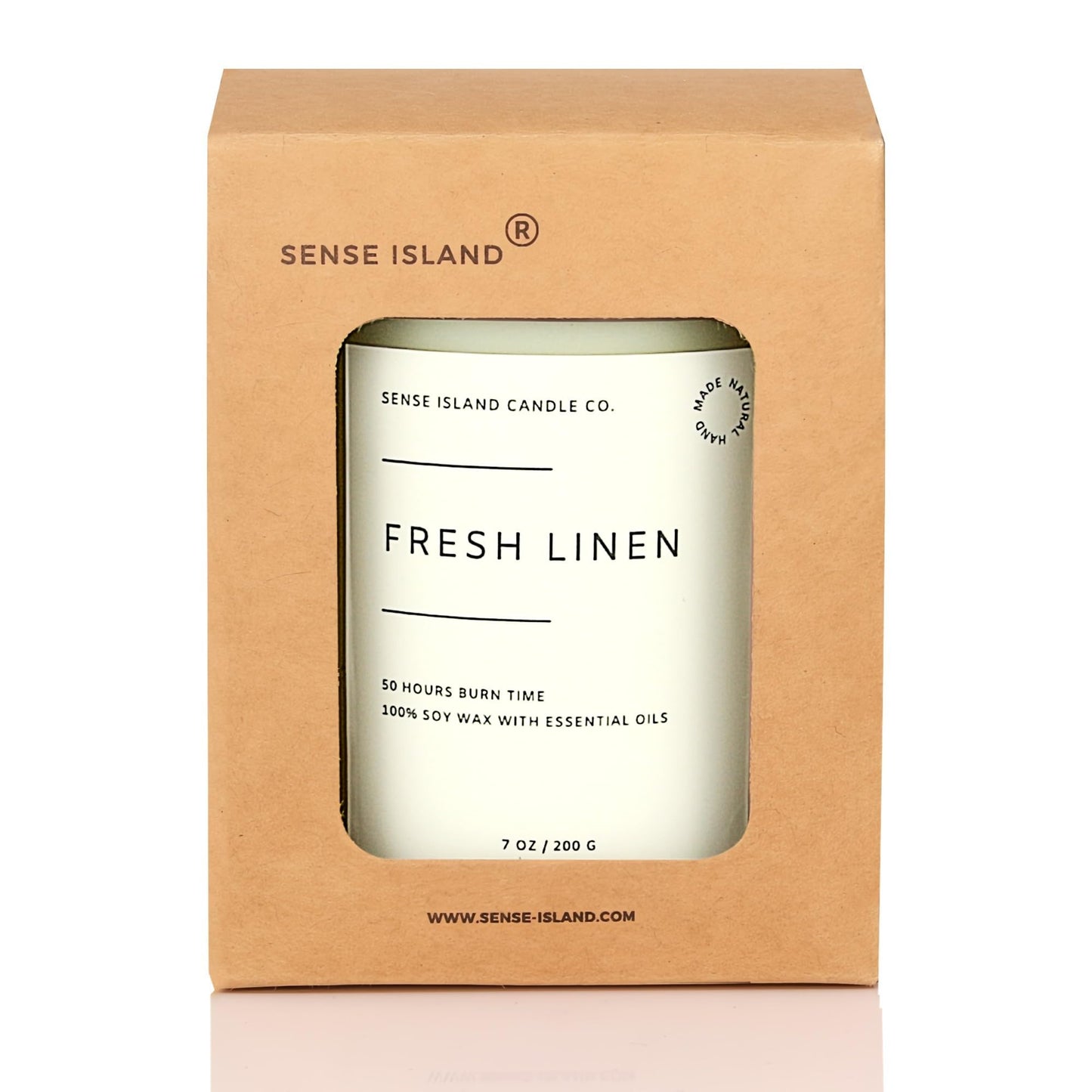 Fresh Linen Scented Soy Candle – 50+ Hr Burn, Natural Wax