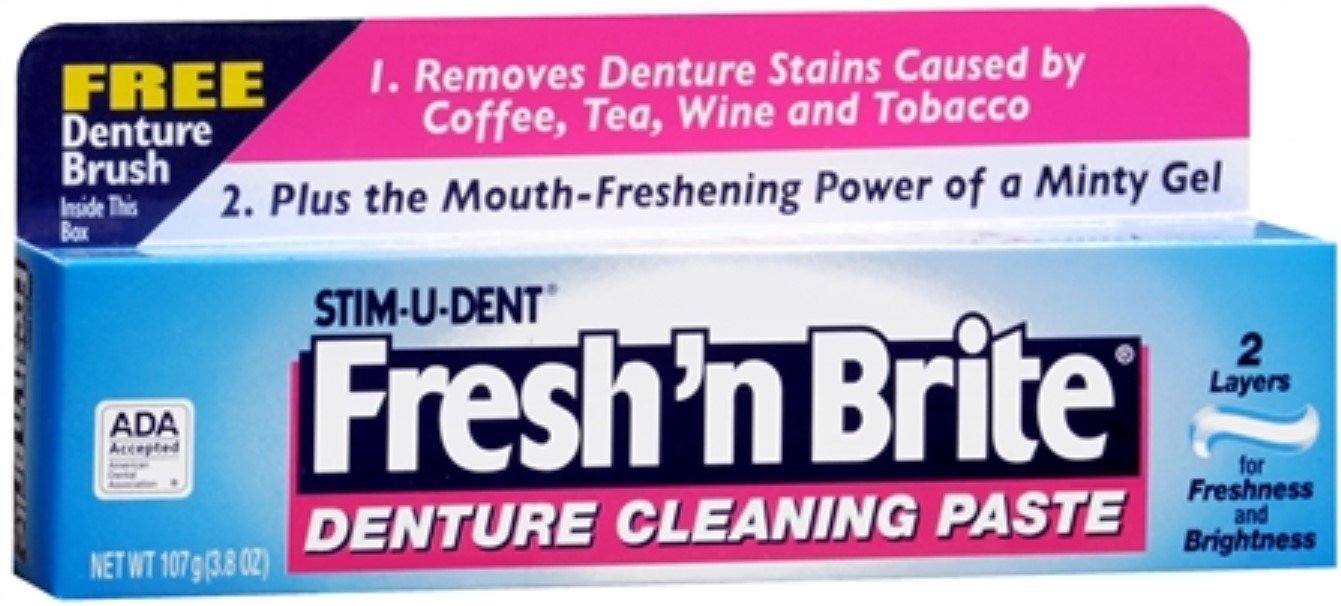 Fresh'n Brite Denture Cleaning Paste 3.8 oz (Pack of 4) - Made in USA
