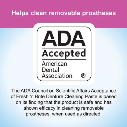Fresh 'n Brite Denture Cleaning Paste - Pack of 3 (3.8 oz) for Dentures, Removable Partial Dentures, Retainers & Mouthguards | Stain Removal