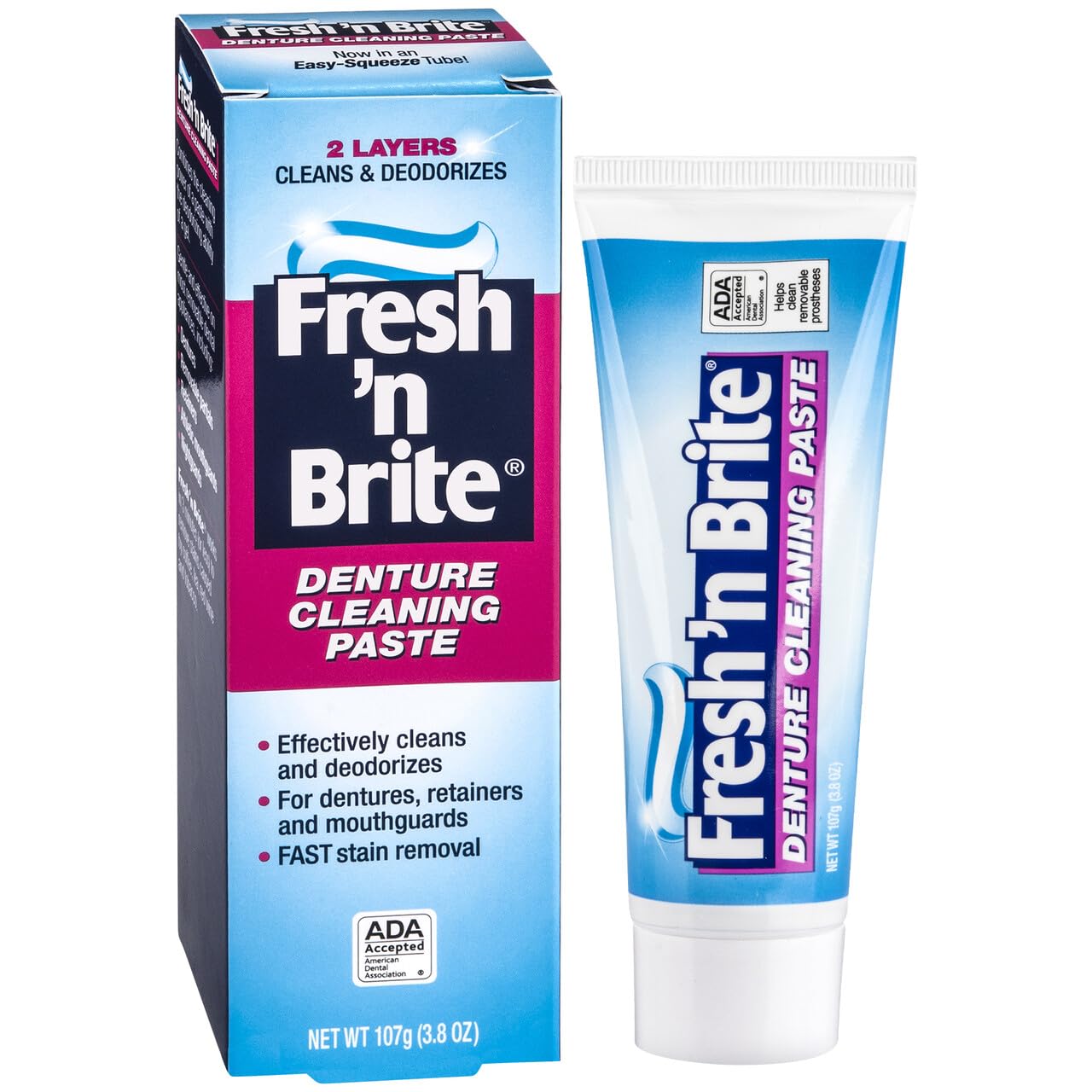 Fresh 'n Brite Denture Cleaning Paste - Pack of 3 (3.8 oz) for Dentures, Removable Partial Dentures, Retainers & Mouthguards | Stain Removal
