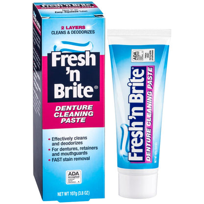 Fresh 'n Brite Denture Cleaning Paste - Pack of 3 (3.8 oz) for Dentures, Removable Partial Dentures, Retainers & Mouthguards | Stain Removal