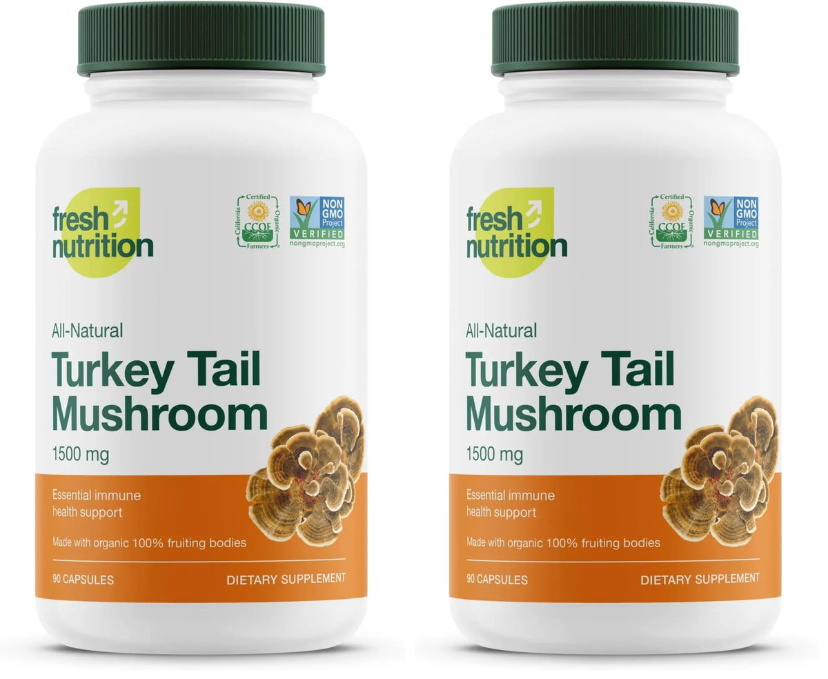 Fresh Nutrition Organic Turkey Tail Mushroom Extract – High Beta Glucans, 2-Pack, 180 Vegan Capsules BritishVita | Premium UK Vitamins & Wellness Supplements
