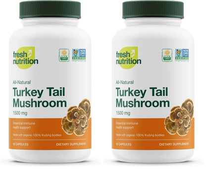 Fresh Nutrition Organic Turkey Tail Mushroom Extract – High Beta Glucans, 2-Pack, 180 Vegan Capsules BritishVita | Premium UK Vitamins & Wellness Supplements