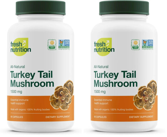 Fresh Nutrition Organic Turkey Tail Mushroom Extract – High Beta Glucans, 2-Pack, 180 Vegan Capsules BritishVita | Premium UK Vitamins & Wellness Supplements