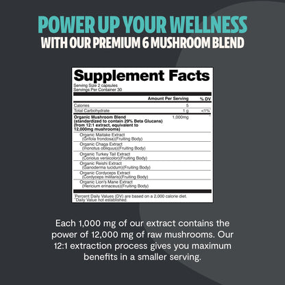 FreshCap Mushrooms Ultimate 12,000mg Complex – Nootropic Brain Support (60 Capsules)