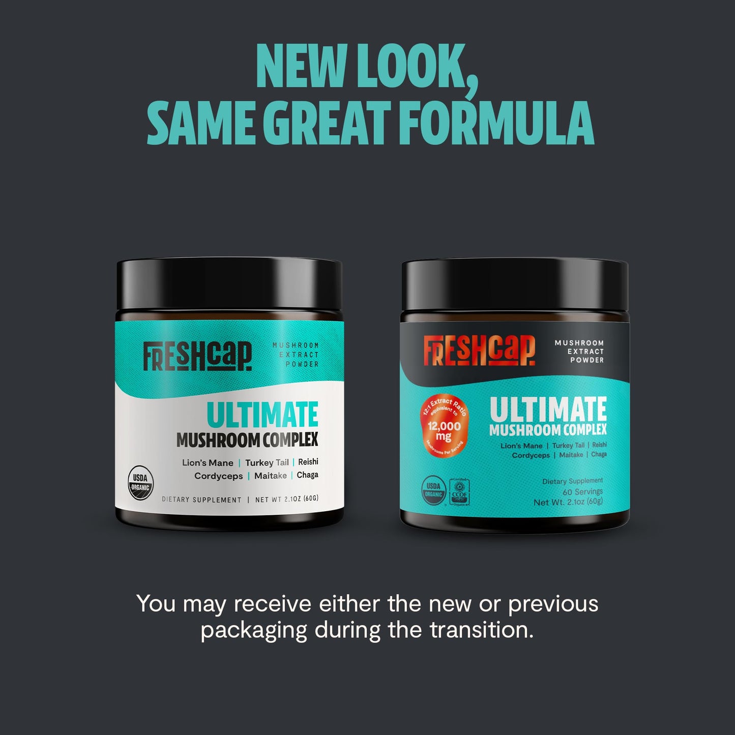 FreshCap Mushrooms Ultimate Powder – 12,000mg Nootropic Complex for Focus & Memory (60 Servings)