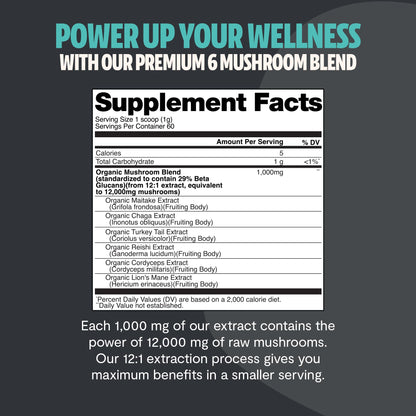 FreshCap Mushrooms Ultimate Powder – 12,000mg Nootropic Complex for Focus & Memory (60 Servings)