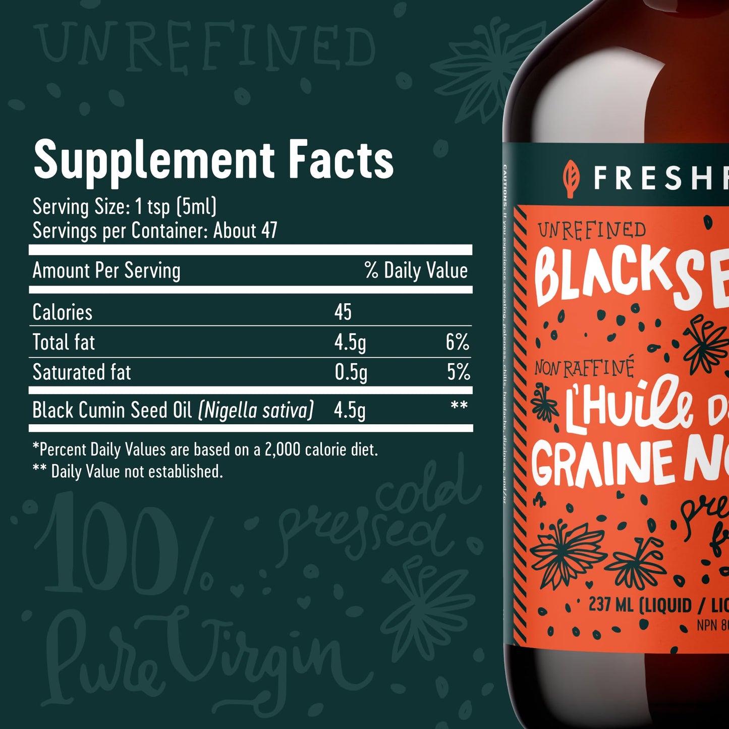Freshfield Black Seed Oil | Cold-Pressed, Vegan Friendly, Ultra Strength | Nigella Sativa | 8 oz