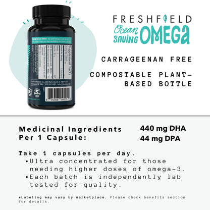 Freshfield Omega-3 DHA + DPA from Algae – Vegan, 440 mg DHA per Capsule