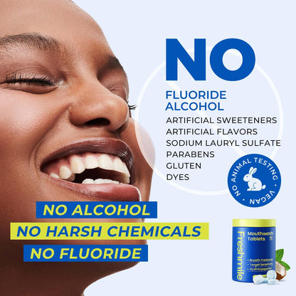 Freshmile Travel Mouthwash Tablets – Sensitive Teeth & Gum Health, Fluoride & Alcohol-Free (60 Count)