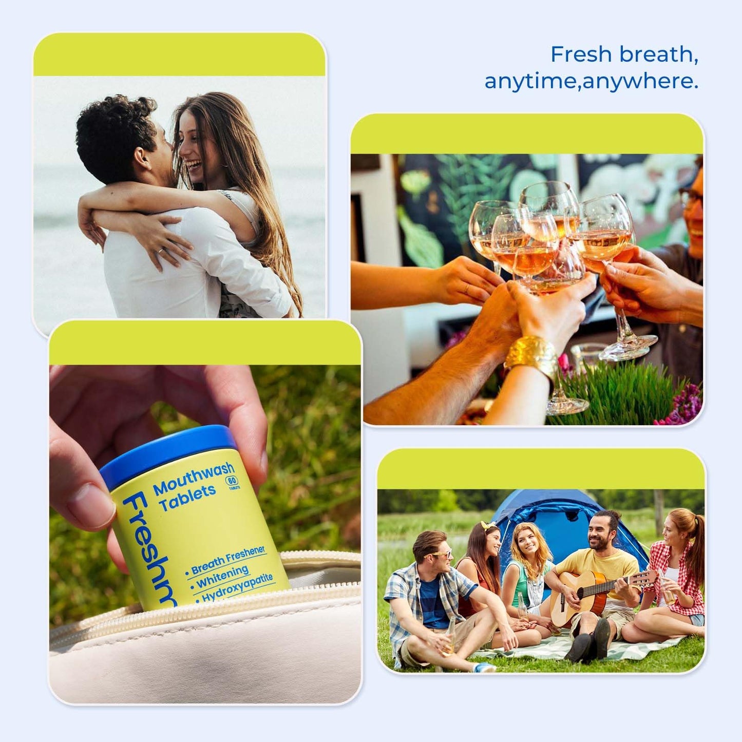 Freshmile Travel Mouthwash Tablets for Smokers – Fluoride & Alcohol-Free, Mint