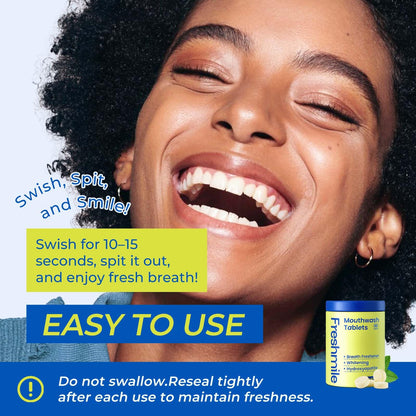 Freshmile Travel Mouthwash Tablets for Smokers – Fluoride & Alcohol-Free, Mint