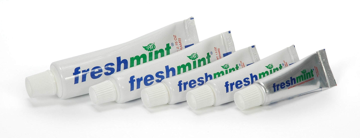 Freshmint 0.6 oz Anticavity Toothpaste - 144 Tubes (Travel Size), Vegan