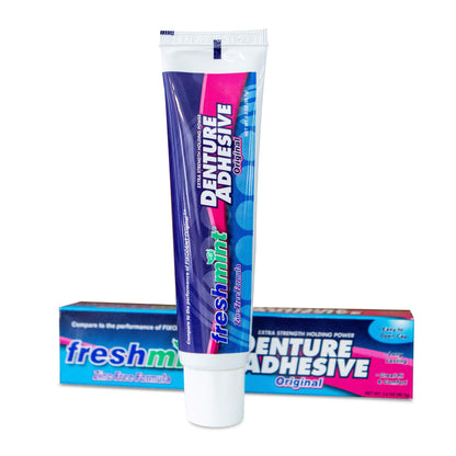 Freshmint 6 Tubes Denture Adhesive 2 oz - Zinc-Free with Beeswax