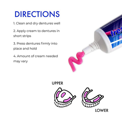 Freshmint 6 Tubes Denture Adhesive 2 oz - Zinc-Free with Beeswax