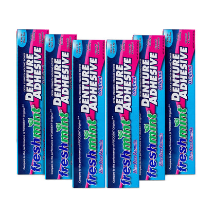 Freshmint 6 Tubes Denture Adhesive 2 oz - Zinc-Free with Beeswax