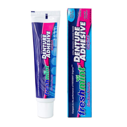Freshmint 6 Tubes Denture Adhesive 2 oz - Zinc-Free with Beeswax