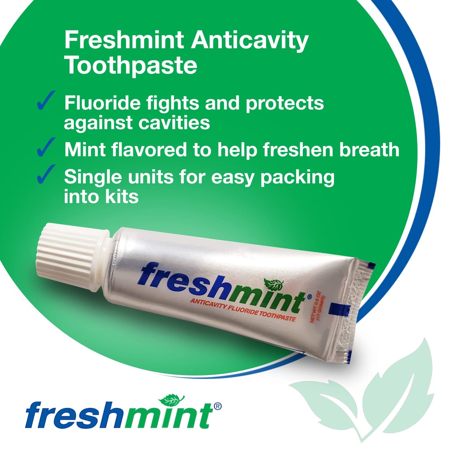 Freshmint 0.6 oz Anticavity Fluoride Toothpaste – 144-Pack, Travel Size, Metallic Tubes
