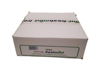 Freshmint 0.6 oz Anticavity Fluoride Toothpaste – 144-Pack, Travel Size, Metallic Tubes