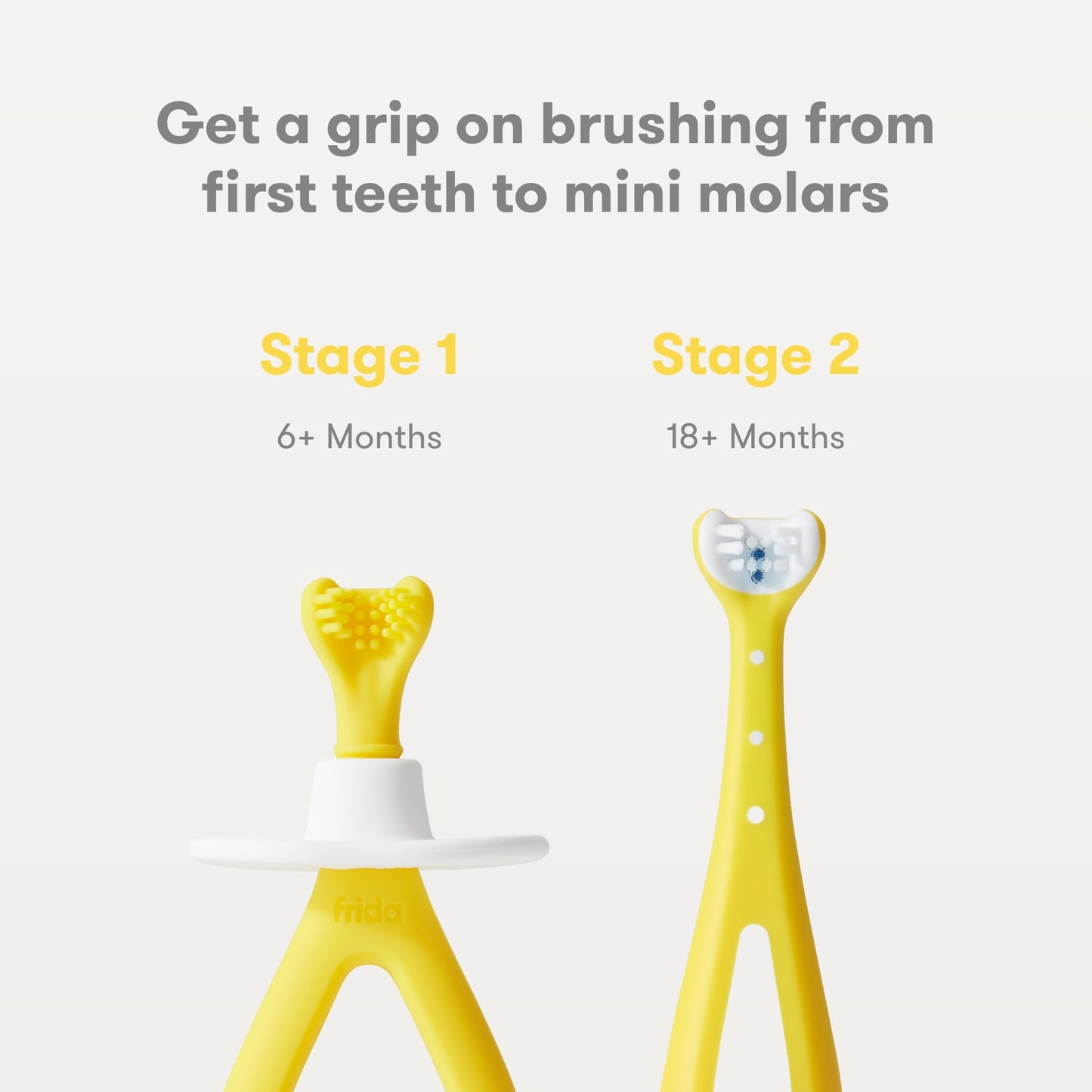 Frida Baby Grow-with-Me Training Toothbrush Set – 6-18 Months | BPA-Free | Yellow