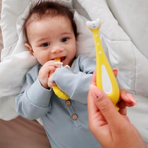 Frida Baby Grow-with-Me Training Toothbrush Set – 6-18 Months | BPA-Free | Yellow
