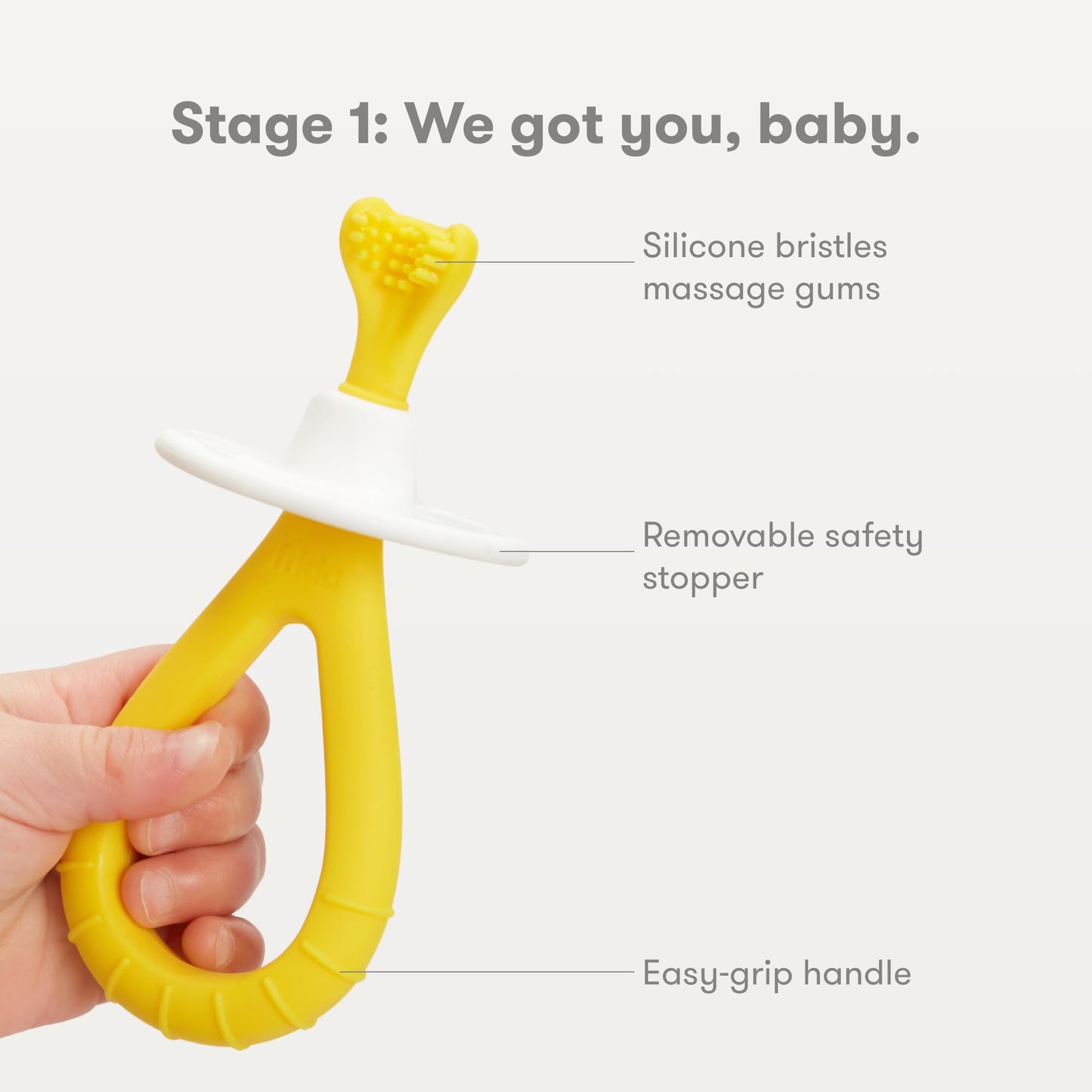 Frida Baby Grow-with-Me Training Toothbrush Set – 6-18 Months | BPA-Free | Yellow