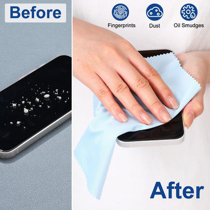 Frienda 50 Pcs Microfiber Cleaning Cloths for Glasses – 7x6 Inch Lens & Screen Cleaning (Blue)