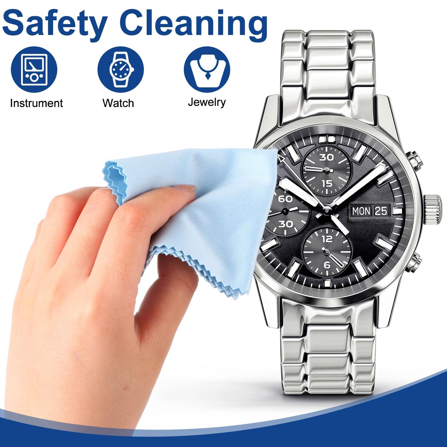 Frienda 50 Pcs Microfiber Cleaning Cloths for Glasses – 7x6 Inch Lens & Screen Cleaning (Blue)