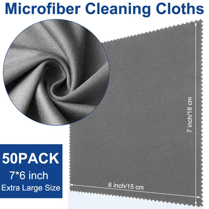 Frienda 50 Pcs Microfiber Cleaning Cloths for Glasses – 7x6 in, Dark Gray