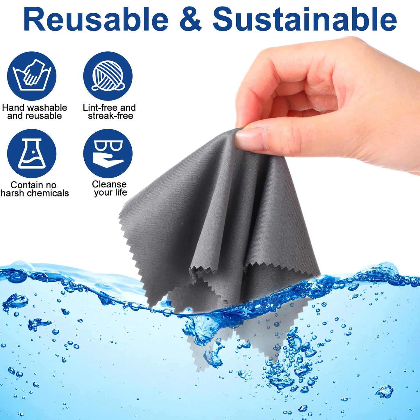 Frienda 50 Pcs Microfiber Cleaning Cloths for Glasses – 7x6 in, Dark Gray