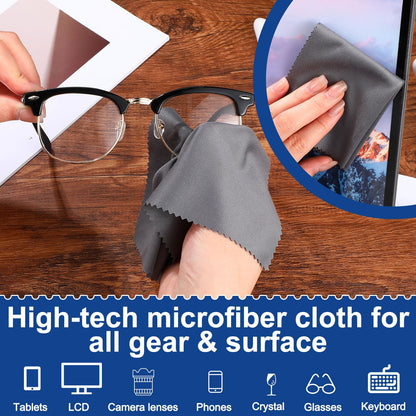 Frienda 50 Pcs Microfiber Cleaning Cloths for Glasses – 7x6 in, Dark Gray
