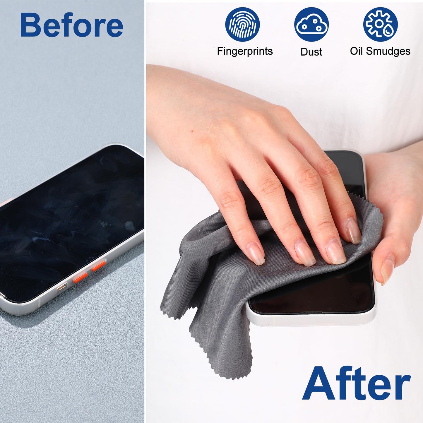 Frienda 50 Pcs Microfiber Cleaning Cloths for Glasses – 7x6 in, Dark Gray