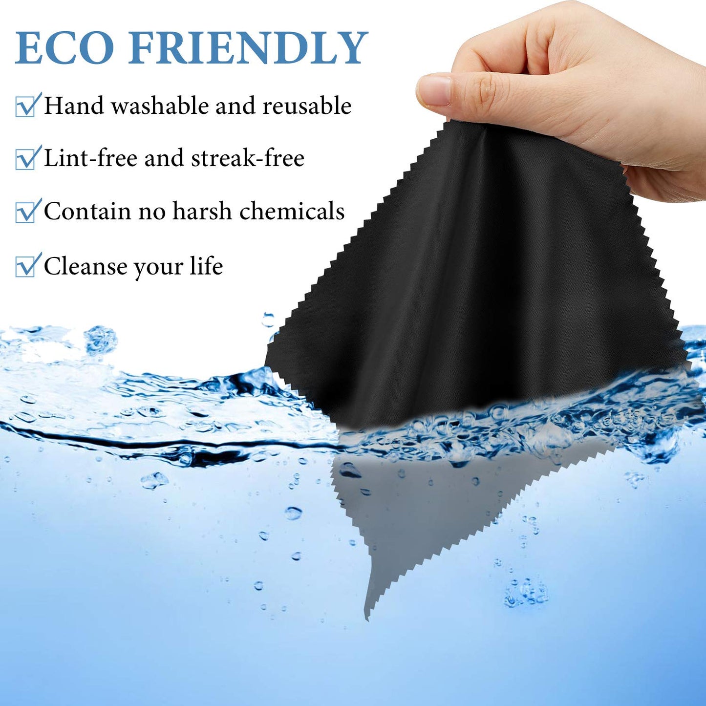 Frienda 50 Pcs Microfiber Cleaning Cloths for Glasses  7x6 in Bulk (Black)