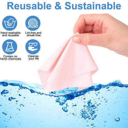 Frienda 50 Pcs Microfiber Cleaning Cloths for Glasses – 7x6 in Lens & Screen Cleaning (Light Color) Bulk Pack