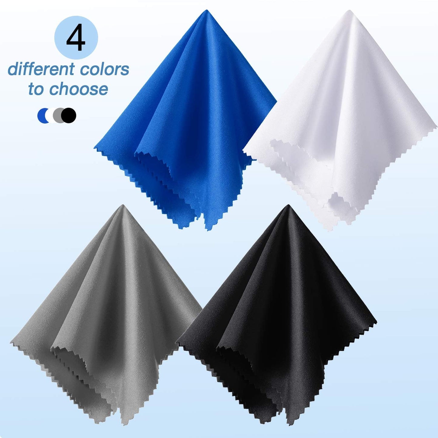 Frienda 12-Pack Large Microfiber Cleaning Cloths – 12x12 inch for Glasses, Screens & Electronics (Black, White, Gray, Royal Blue)