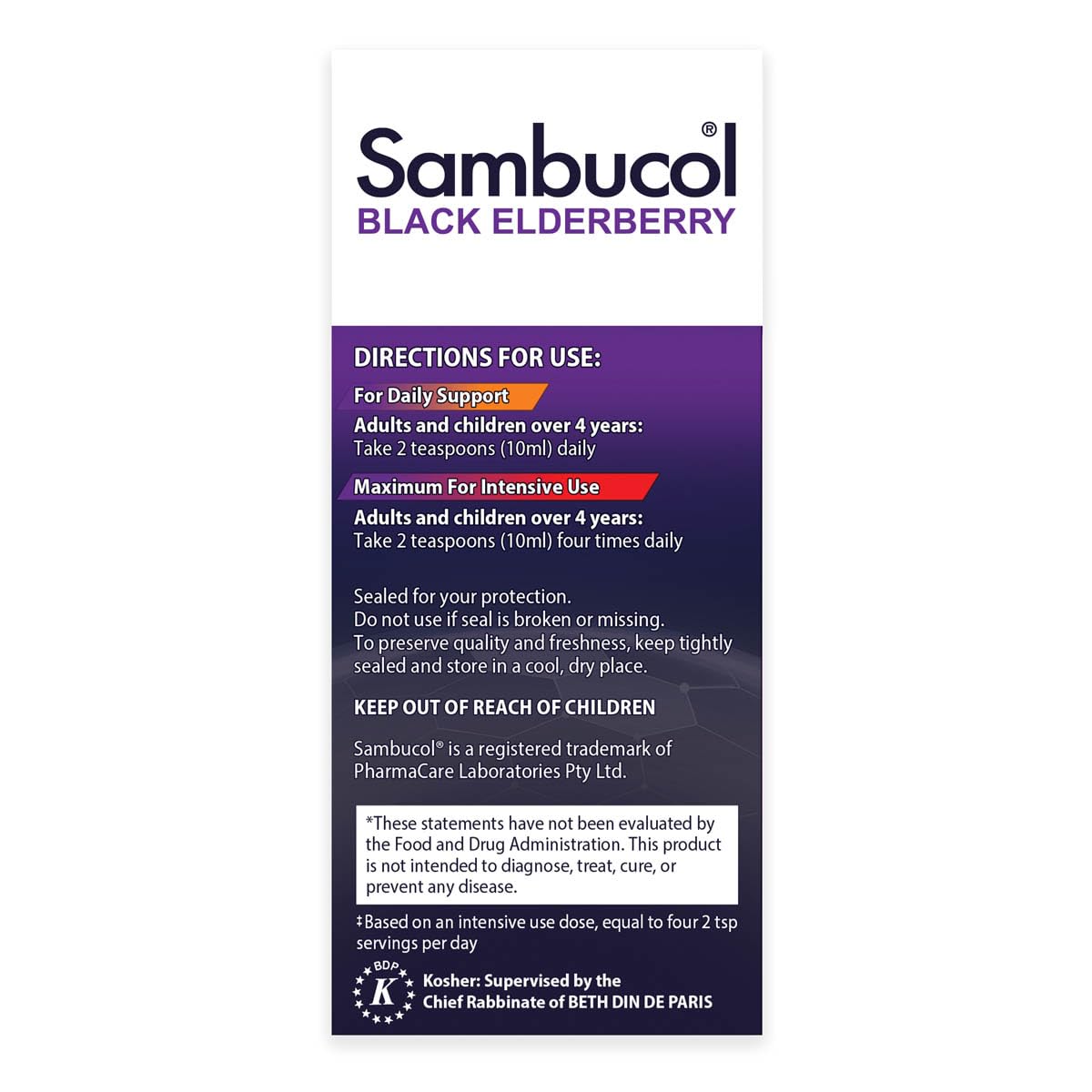 Sambucol Advanced Black Elderberry Syrup – Immune Support with Zinc & Vitamin C (4 oz)