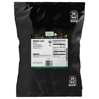 Frontier Co-op Organic Alfalfa Leaf Powder – Kosher, 1 lb Bulk Bag | Medicago sativa L.