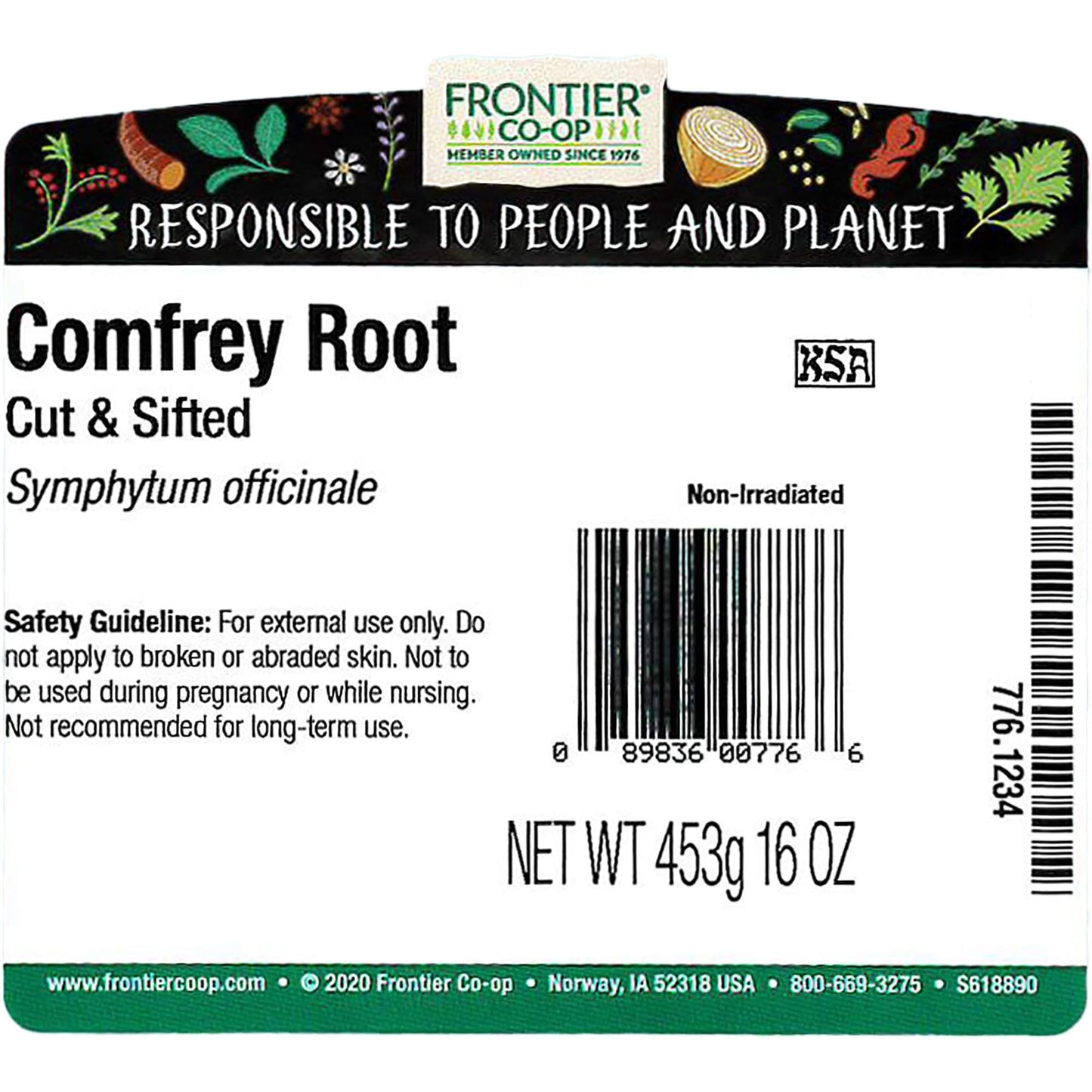 Frontier Co-op Dried Comfrey Root, 1lb – Kosher, Pure & Natural for Lotions, Creams & Hair Rinses
