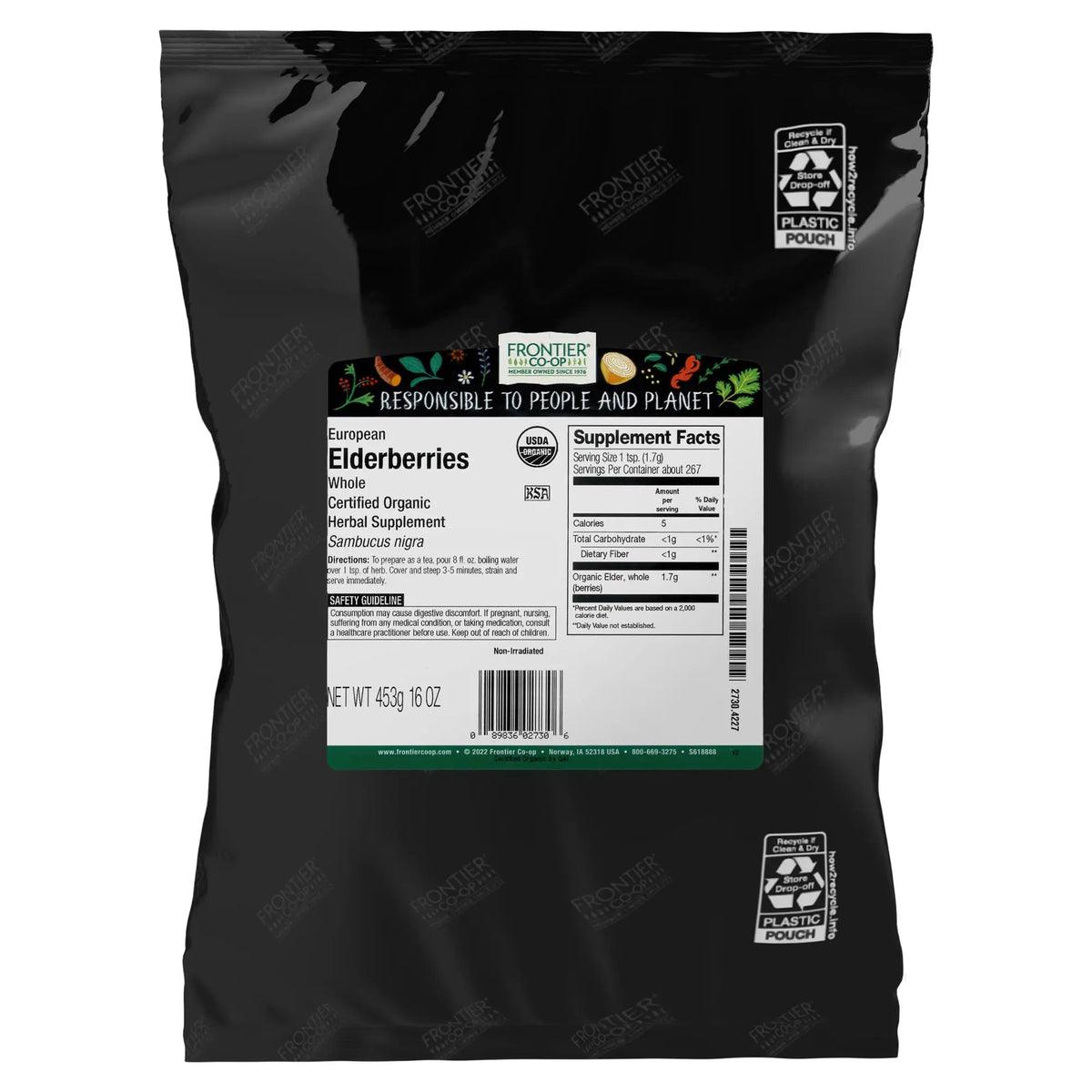 Frontier Co-op Organic Dried Elderberries, European Whole — Non-GMO, Kosher, 16 oz (Pack of 2) BritishVita | Premium UK Vitamins & Wellness Supplements