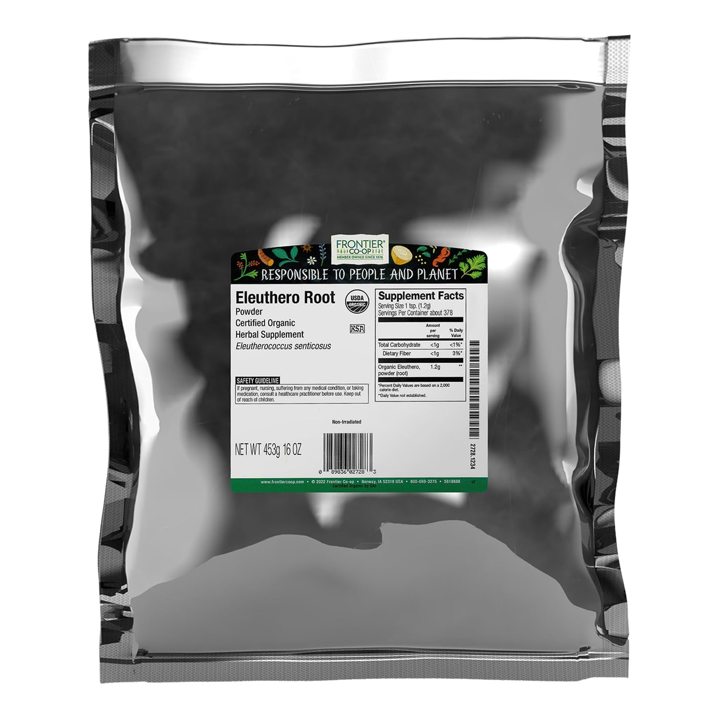 Frontier Co-op Eleuthero Root Powder - Organic Kosher 1 lb Bulk Bag | Eleutherococcus senticosus