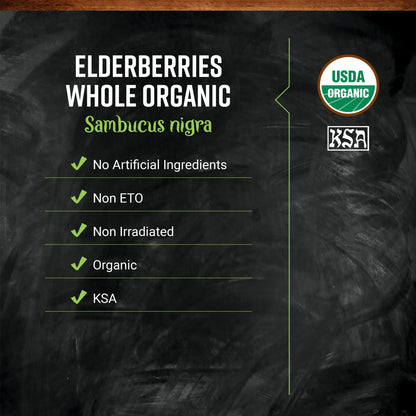 Frontier Co-op Organic Dried Elderberries, European Whole — Non-GMO, Kosher, 16 oz (Pack of 2) BritishVita | Premium UK Vitamins & Wellness Supplements