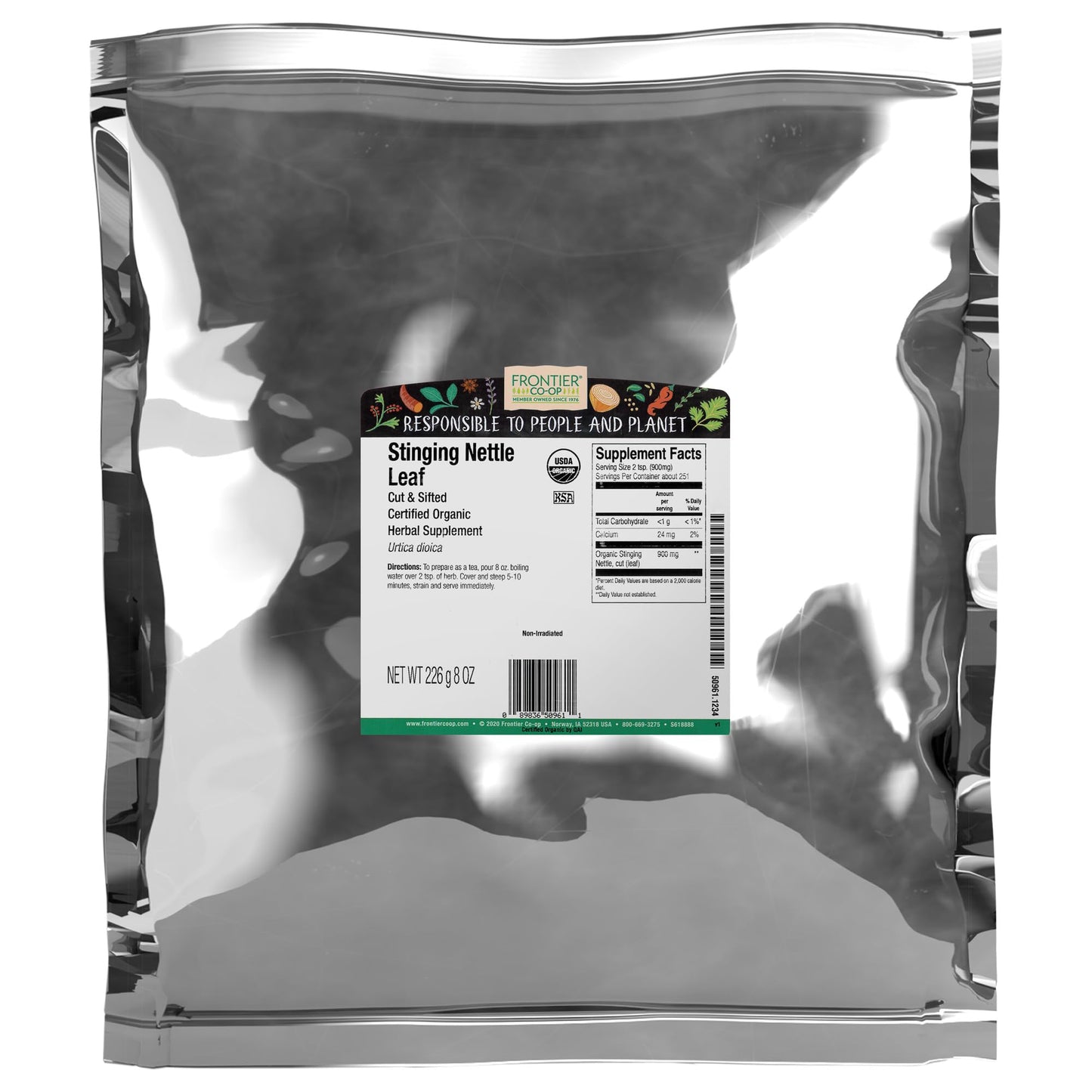 Frontier Co-op Organic Stinging Nettle Leaf – 1lb Bulk, Cut & Sifted (Kosher Certified)