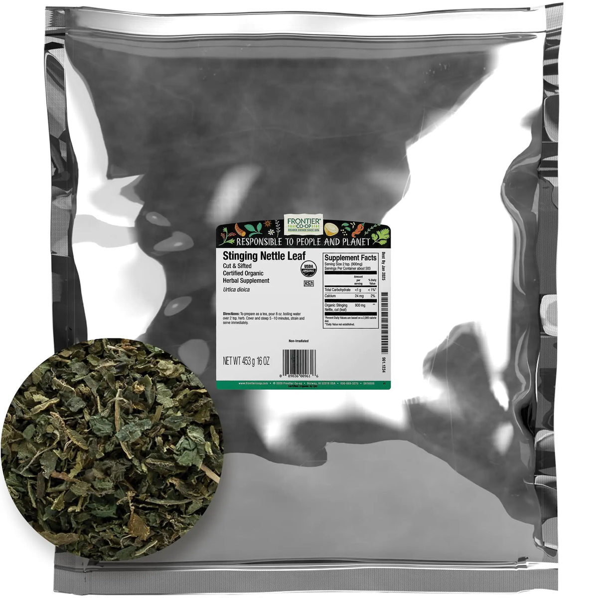 Frontier Co-op Organic Nettle Leaf, Cut & Sifted for Nettle Tea — Kosher, 16 oz (Pack of 2) BritishVita | Premium UK Vitamins & Wellness Supplements