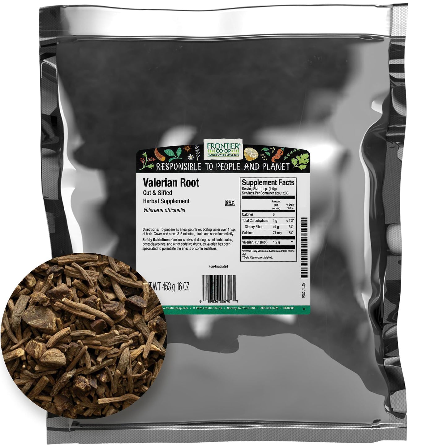 Frontier Co-op Valerian Root 1lb - Cut & Sifted, Kosher, Bulgaria-Sourced