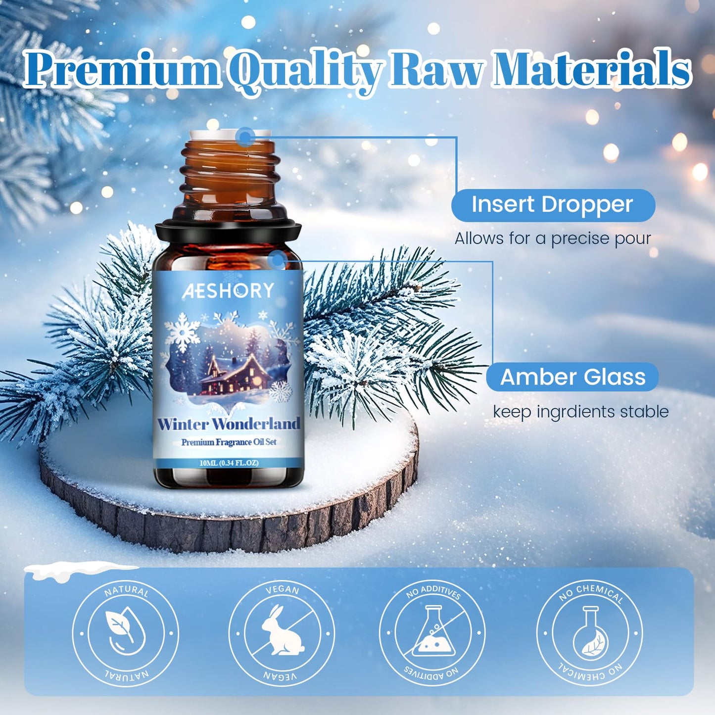 Winter Essential Oils Set – 6 Premium Holiday Fragrance Oils for Diffuser, Candle & Soap