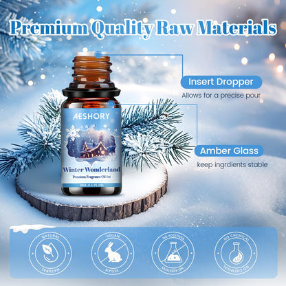 Winter Essential Oils Set – 6 Premium Holiday Fragrance Oils for Diffuser, Candle & Soap